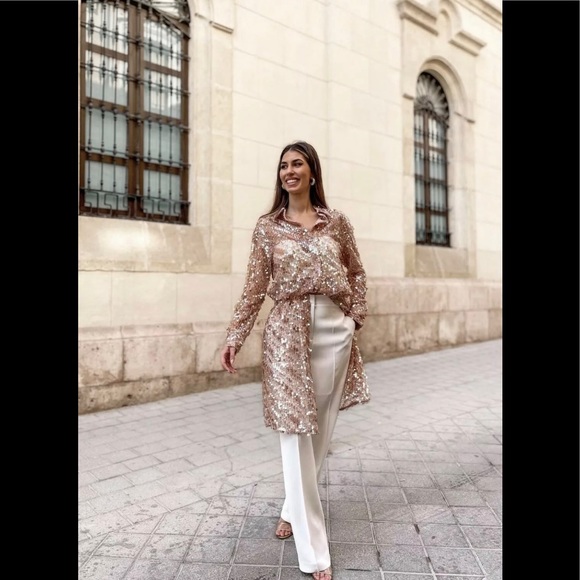 NEW ZARA PREMIUM COLLECTION LONG SEQUENCE TUNIC - Picture 5 of 9